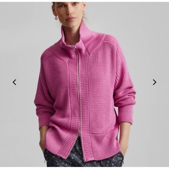 Anthropologie Varley Whitney Metallic Knit Pink Jacket Sz‎ Small